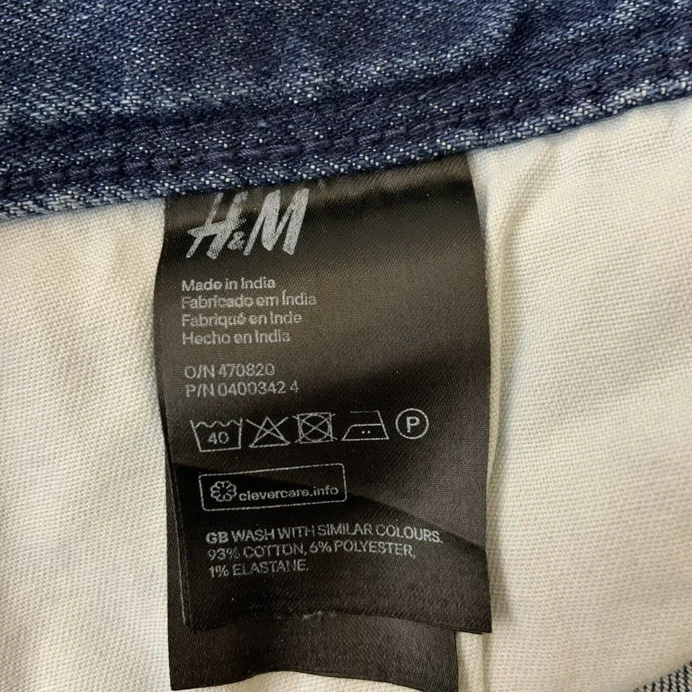 H&M Mens Ripped Denim Jeans 32 x 31‎ Slim Low Waist